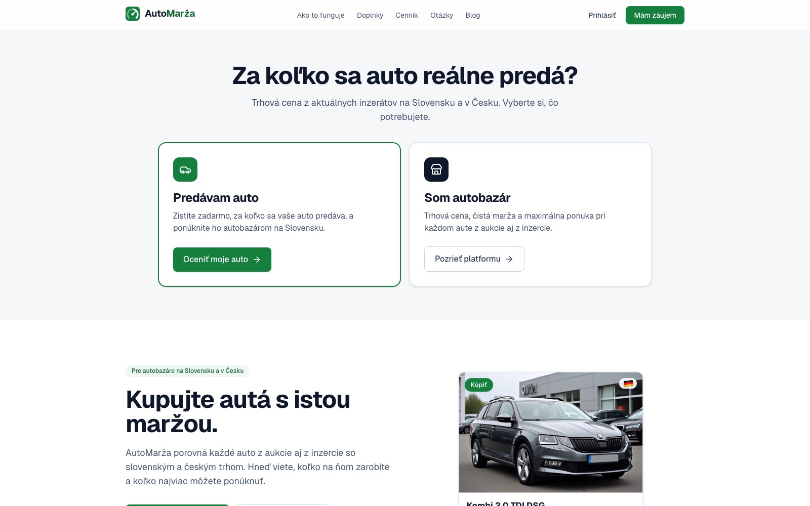 Domovská stránka automarza.sk